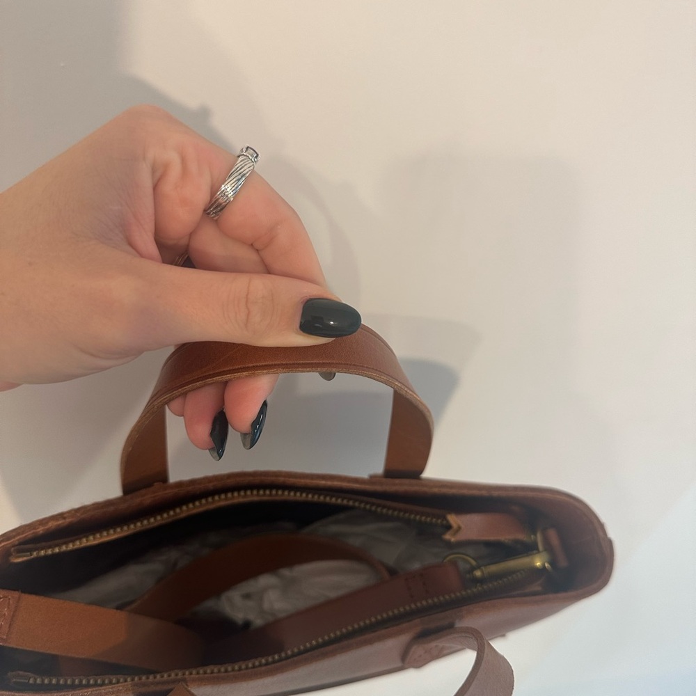 NWT Madewell Small Transport Leather Brown Tote Bag - Picture 6 of 8